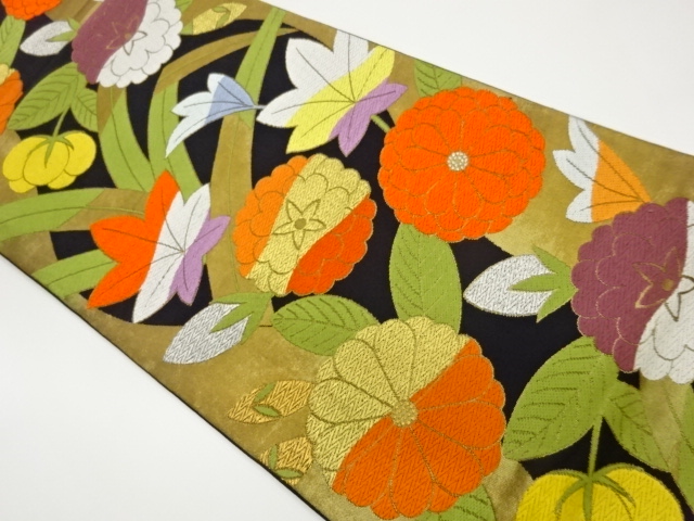 JAPANESE FUKURO OBI / WOVEN FLORAL PLANTS